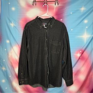 Oversized Black Chambray Long Sleeve Button Up